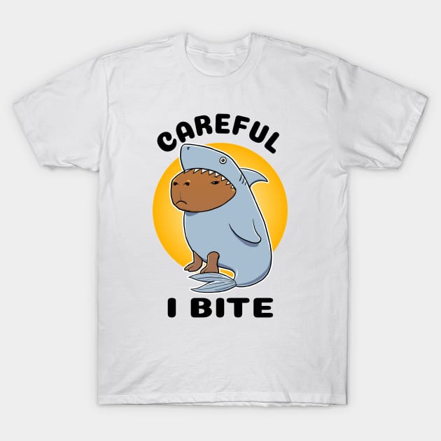 Careful I bite Capybara Shark T-Shirt by capydays